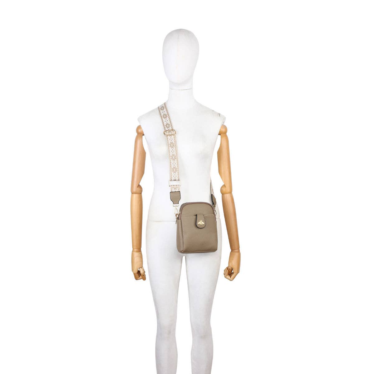 Bee Cross Body Handbag with double zip top sections