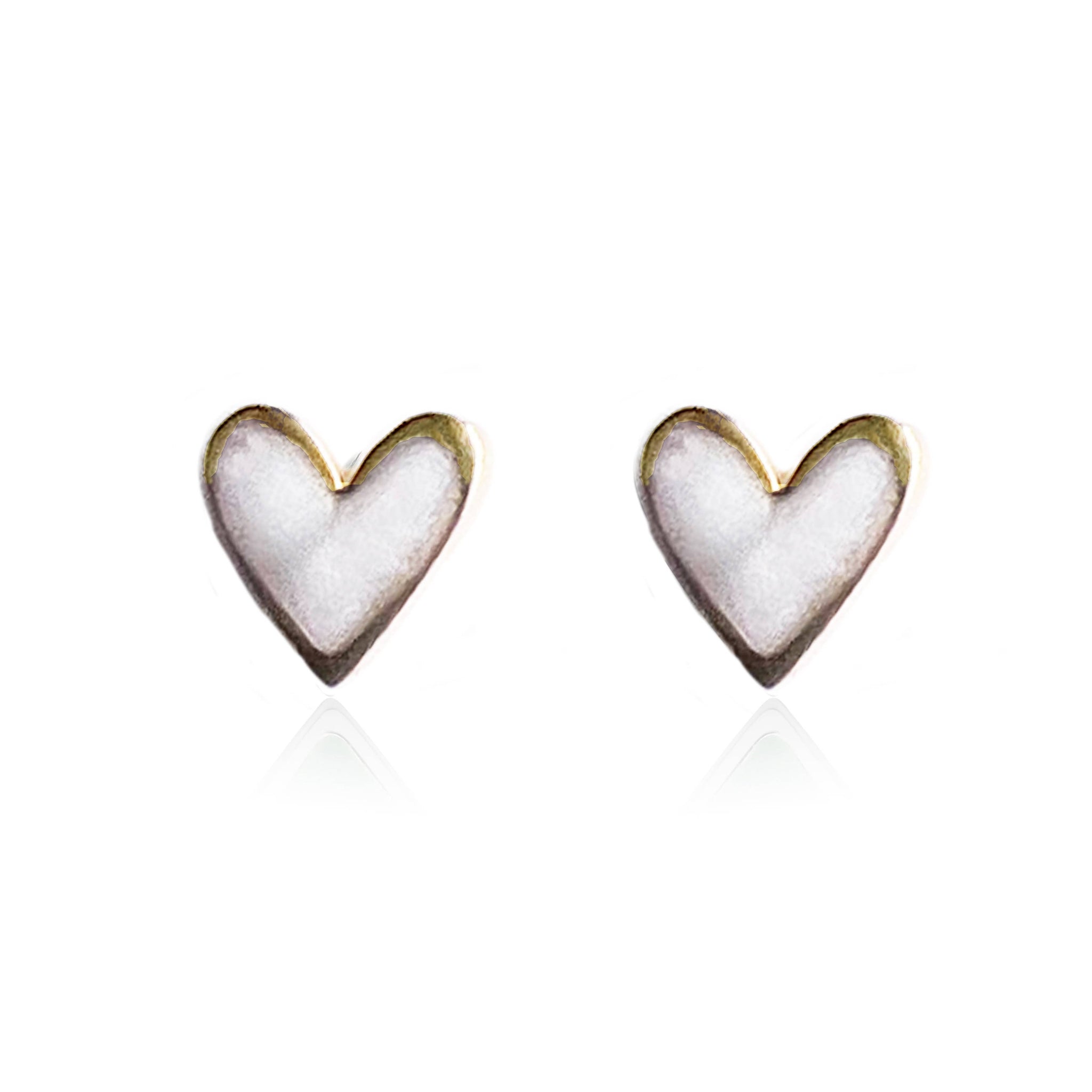 Mini Pearlescent heart studs with gold plating