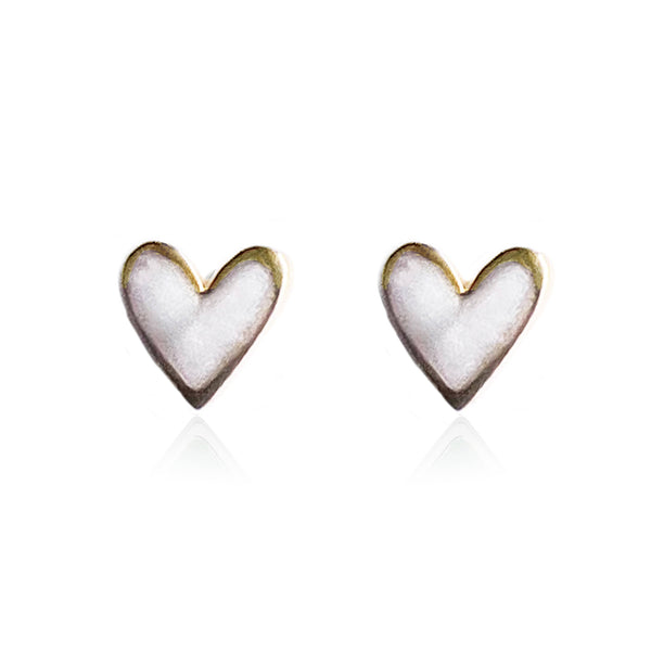 Mini Pearlescent heart studs with gold plating