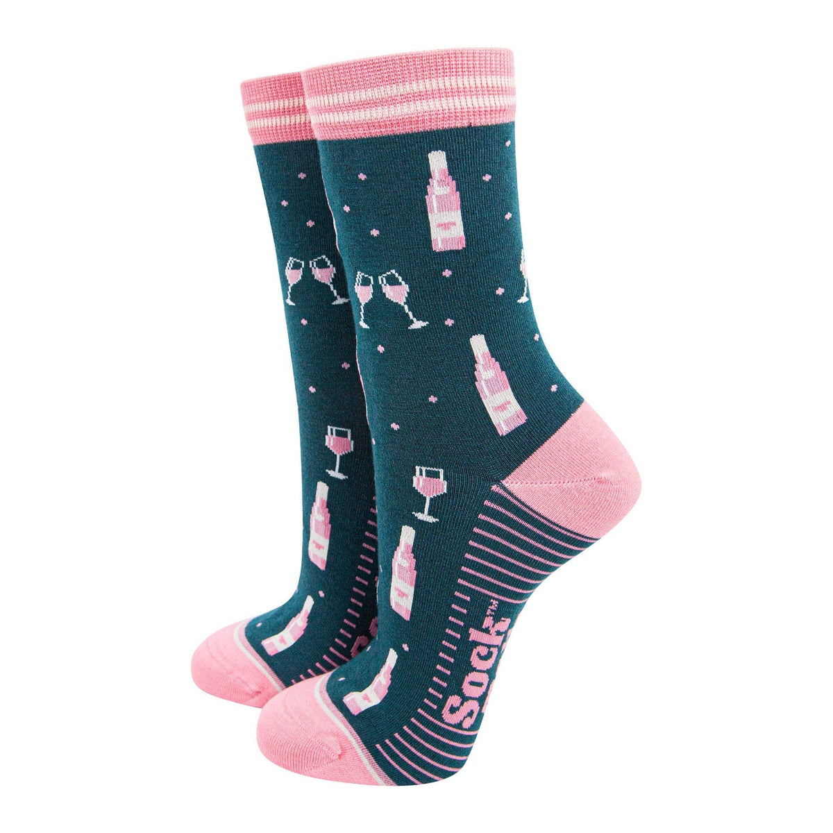 Women's Bamboo Socks - Forest Green/Light pink, Rose Wine