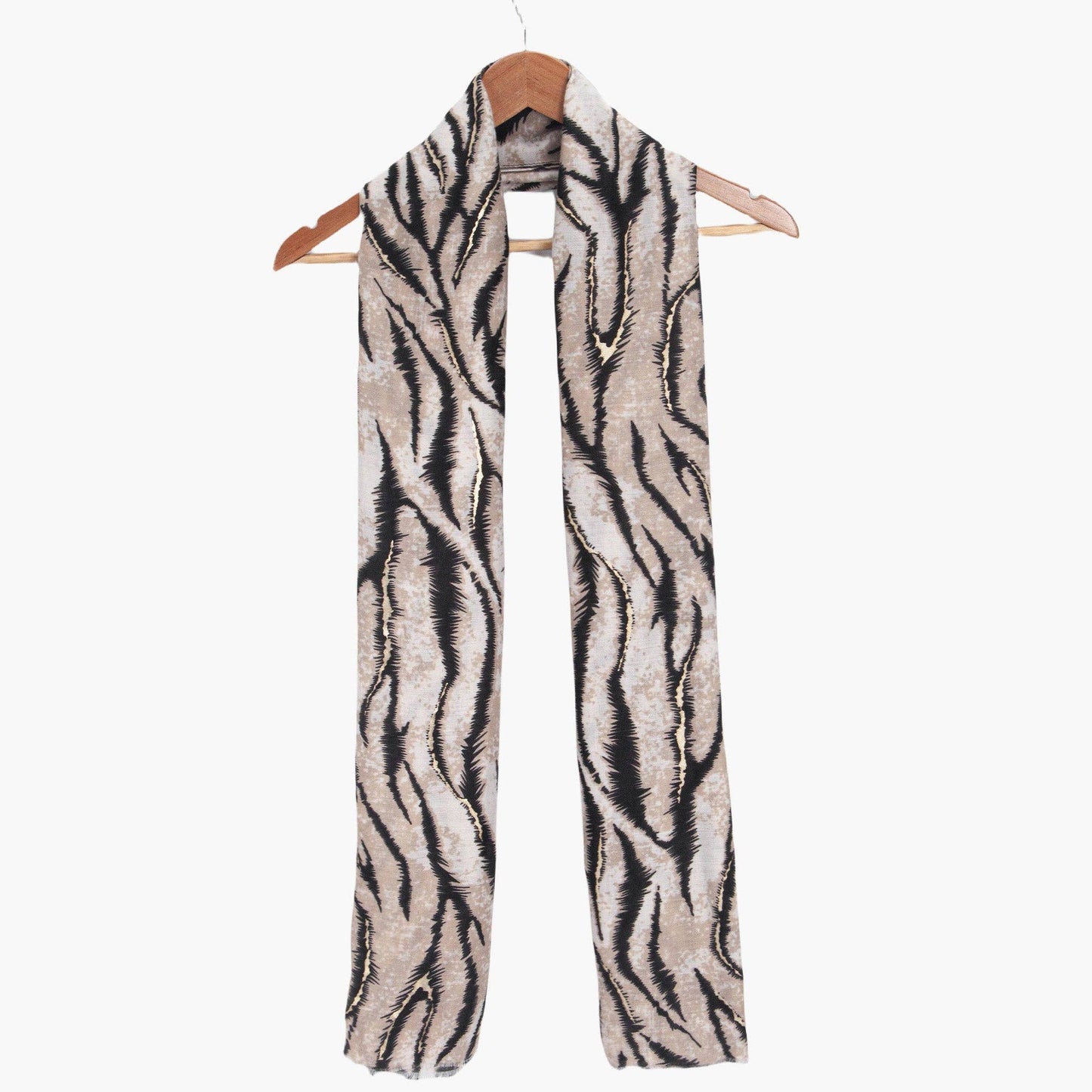 Annika Cream Tiger Stripe Lightweight Scarf