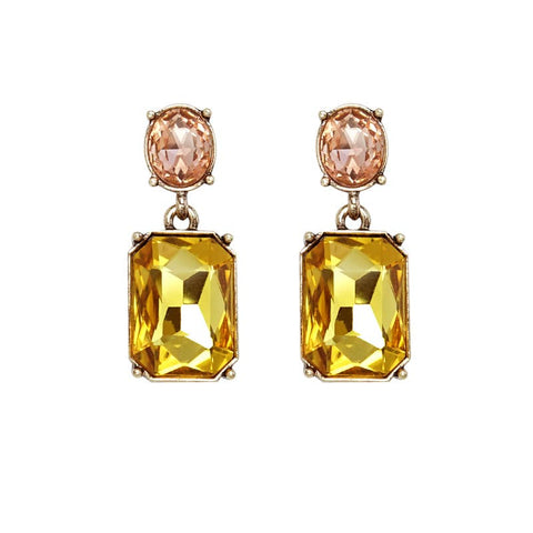 Oval Twin Gem Post Earring in Yellow & Peach