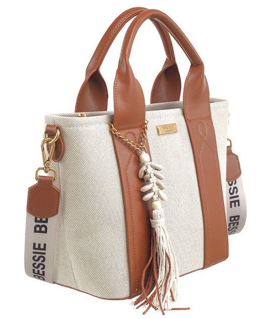 Betsy BOHO CANVAS CITY SHOPPER WITH TASSEL
