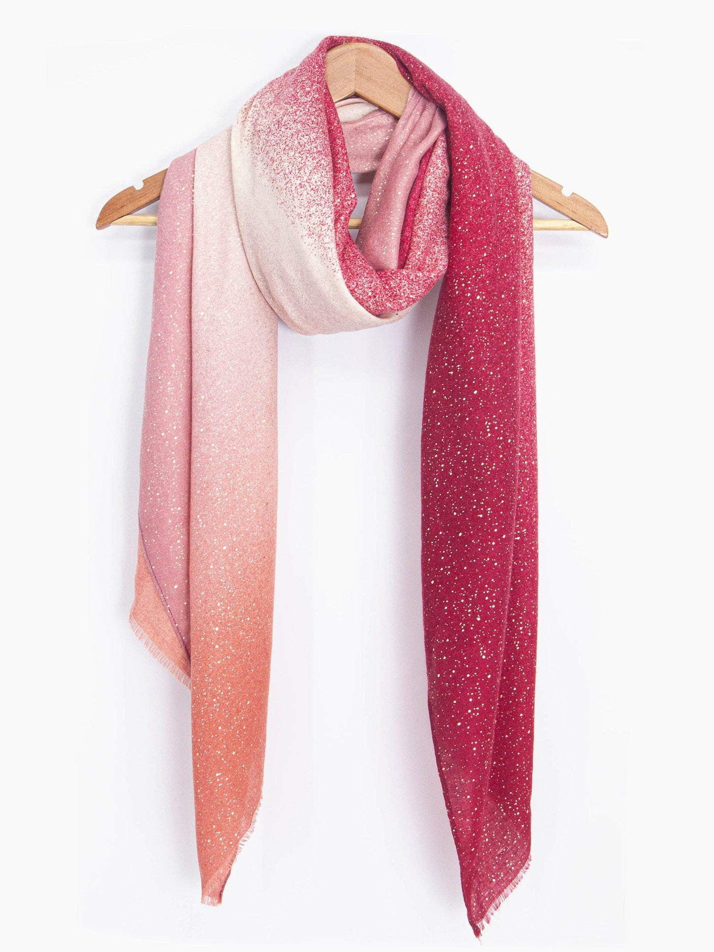Hattie Lightweight Scarf - Red, Ombre Foil