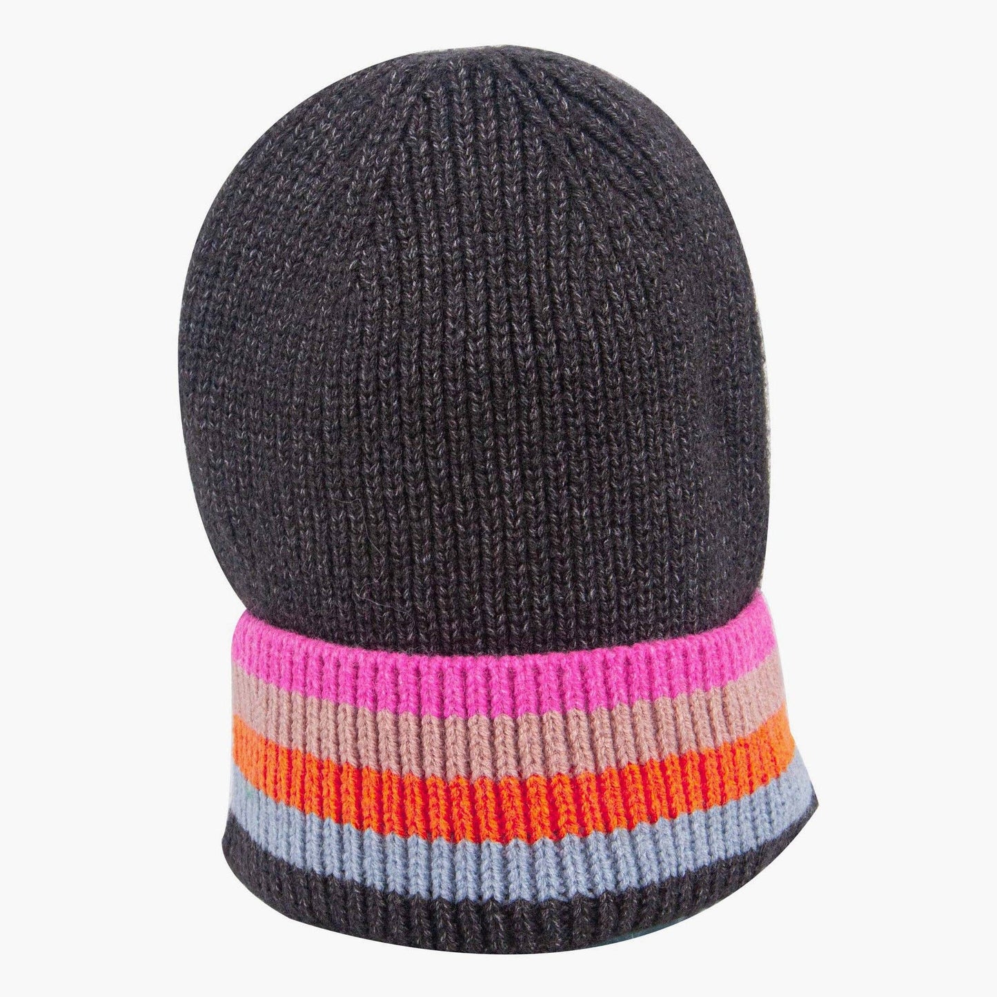 Delta Dark Grey Rainbow Stripe Beanie Hat