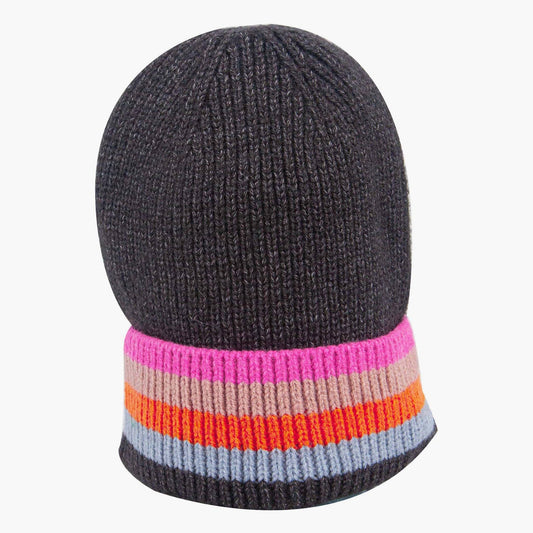 Delta Dark Grey Rainbow Stripe Beanie Hat