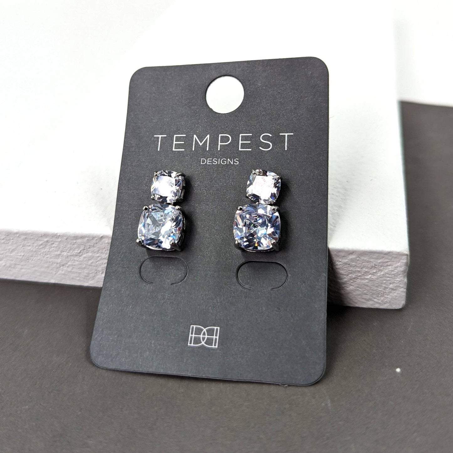 Crystal stud earrings with crystal drop