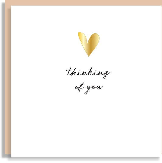 Thinking of You Gold Foil Love Heart Blank Card