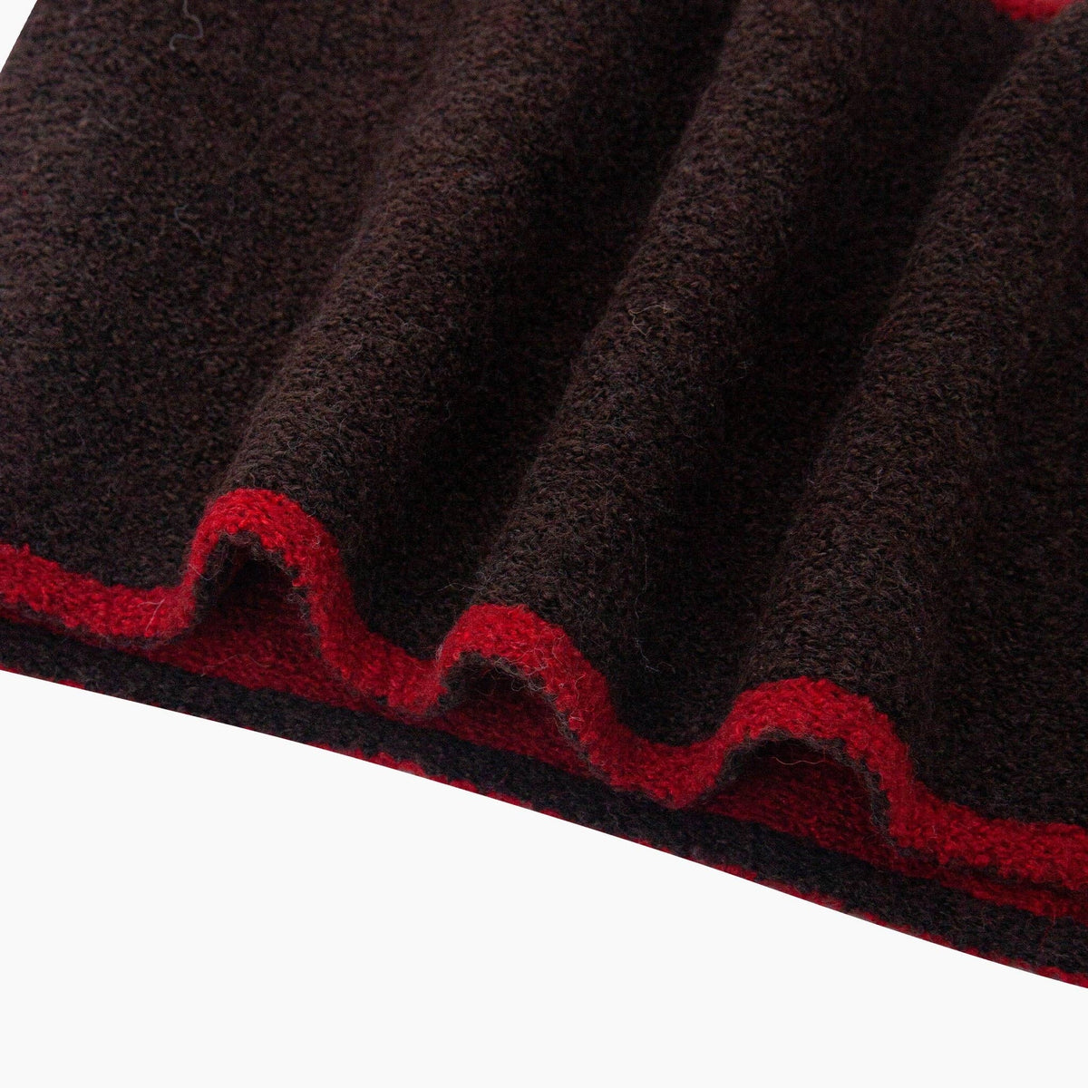 Nina Contrast Trim Triangle Heavyweight Scarf in Brown/Red