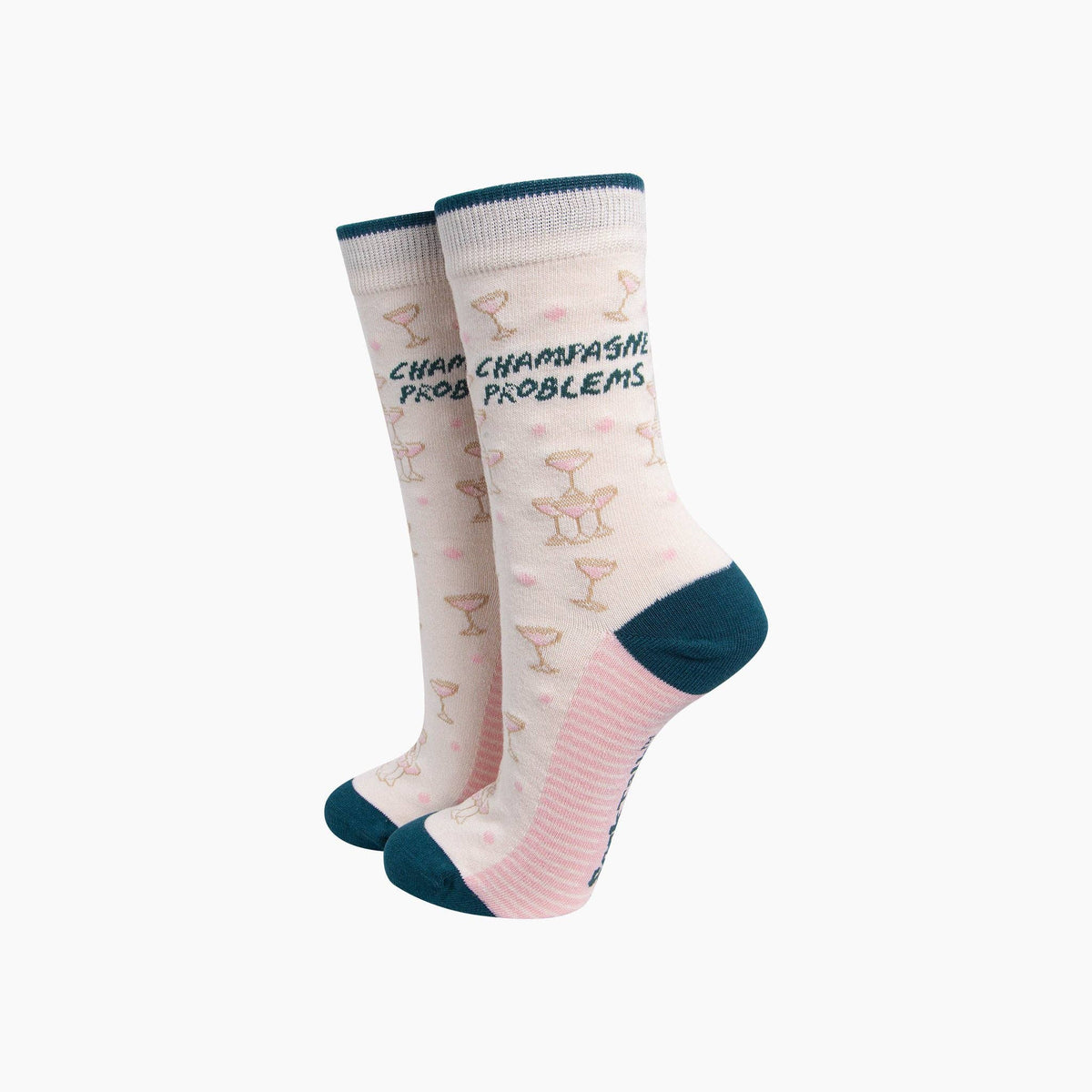Champagne Problems Combed Cotton Socks in White