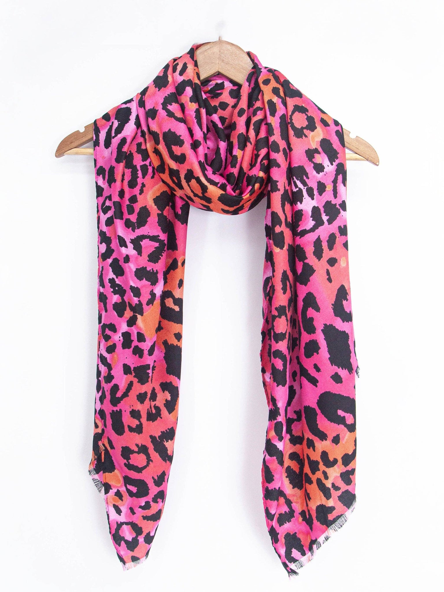 Felix Lightweight Scarf - Fuchsia/Orange, Leopard