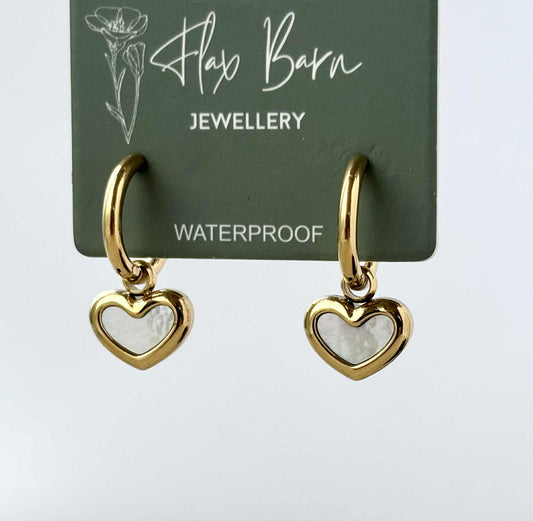 Pearlescent Heart Huggies