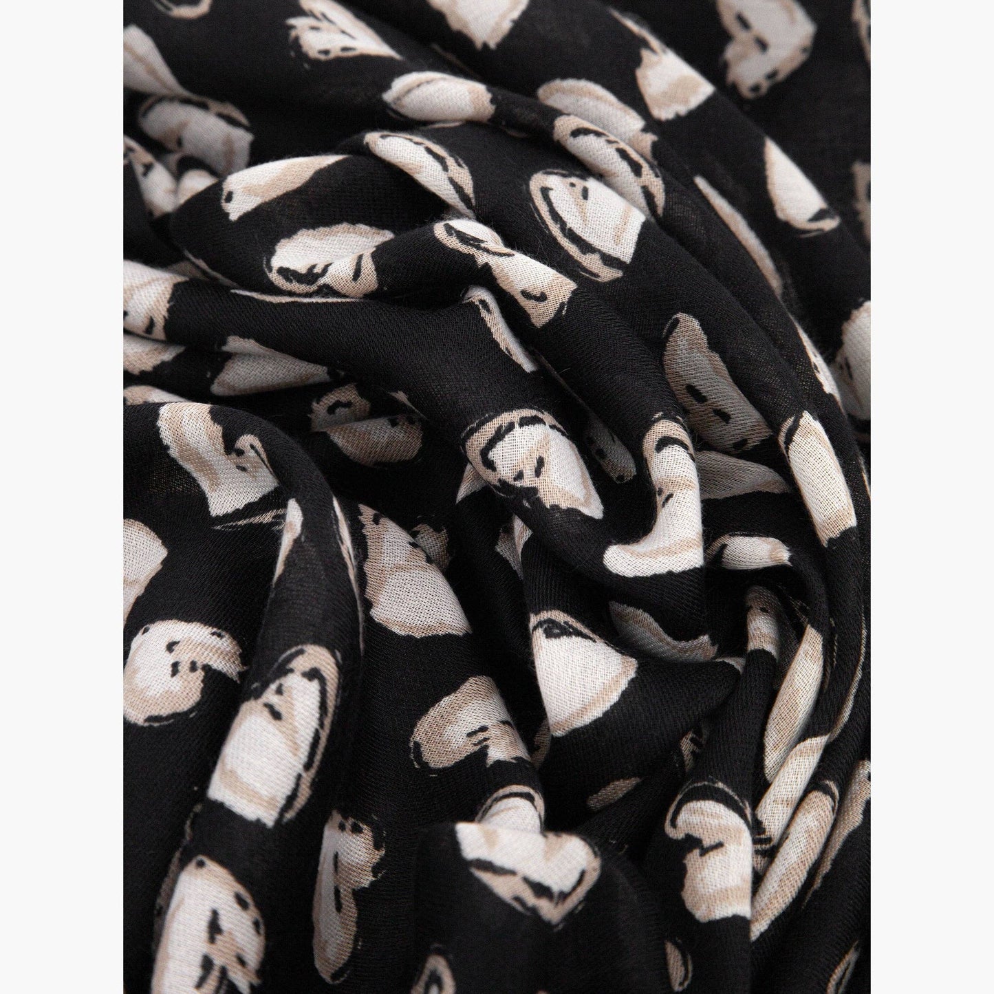 Kara Black/White Hearts Lightweight Scarf