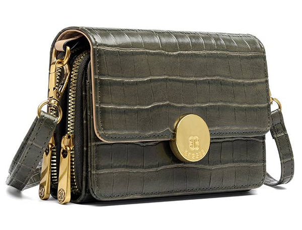 SIERRA SMALL PATENT CROC PRINT CROSS BODY BAG