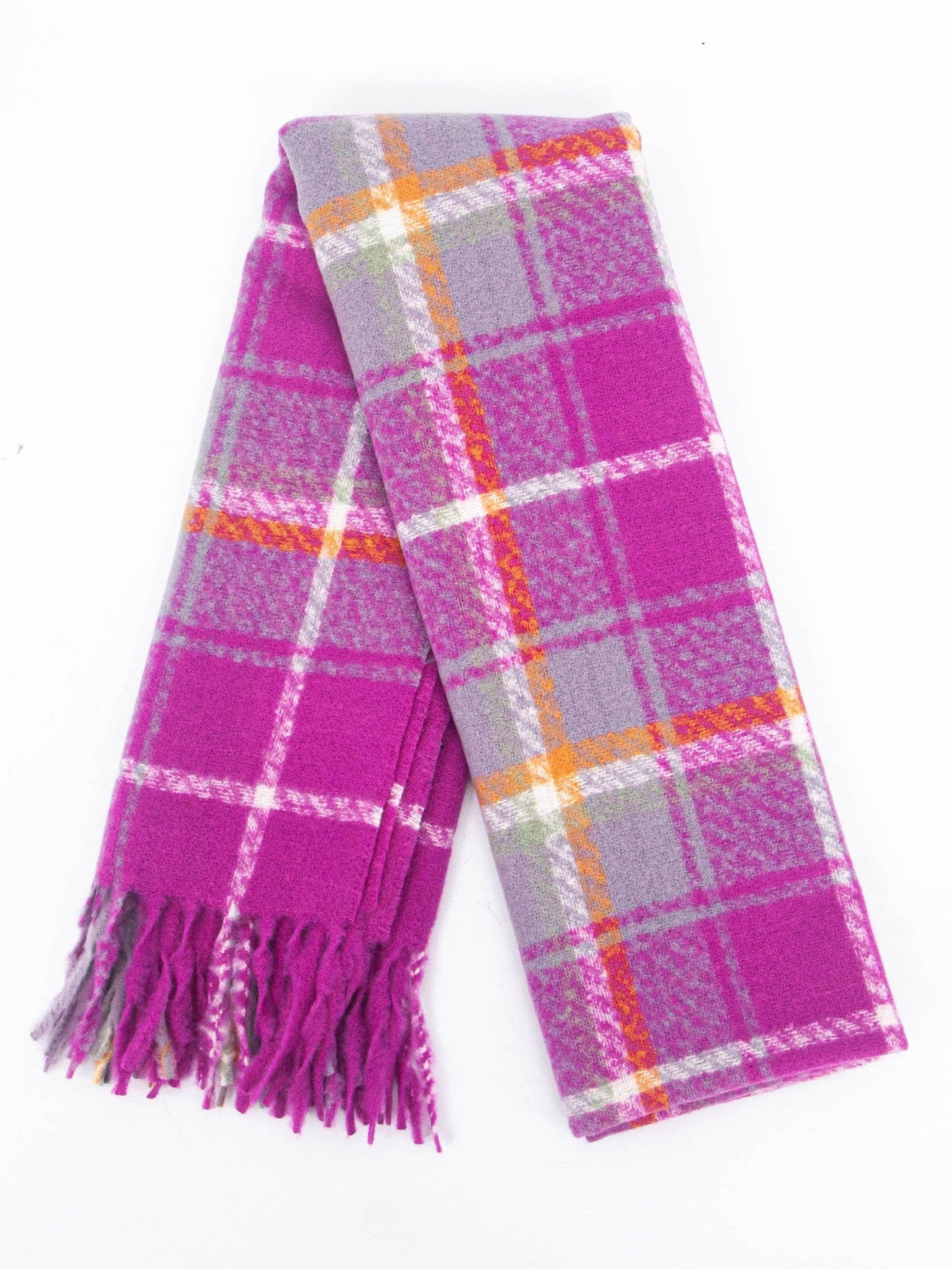 Alba Heavyweight Scarf - Violet, Traditional Check