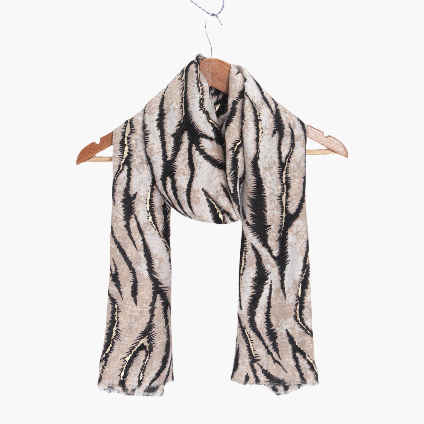 Annika Cream Tiger Stripe Lightweight Scarf