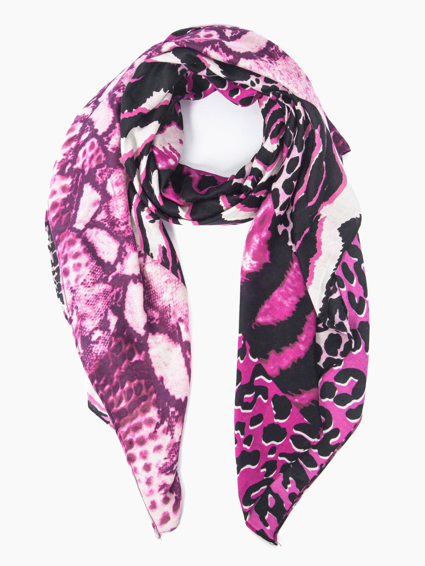 Greta Lightweight Scarf - Fuchsia, Animal