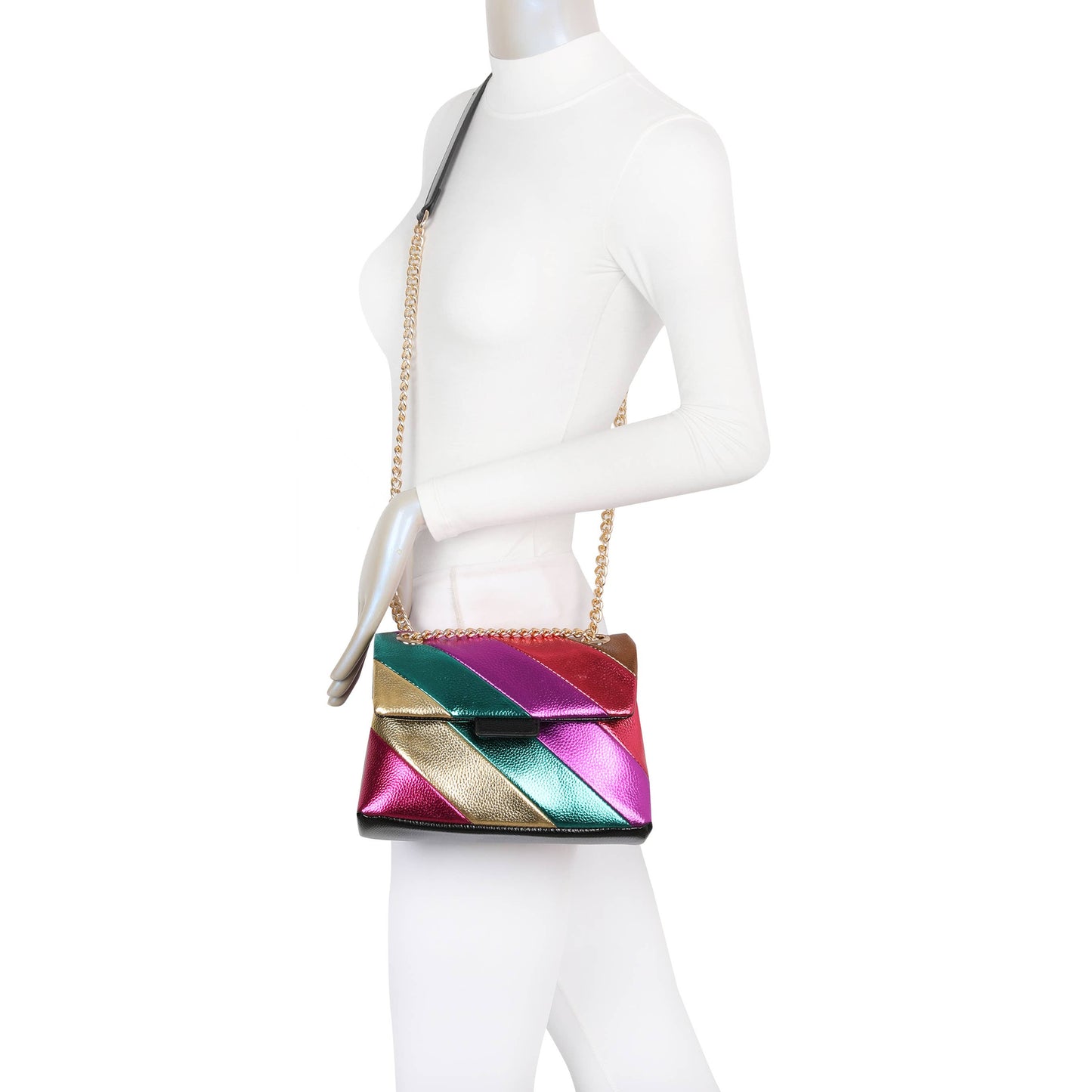 Maddox Metallic Stripes Bag