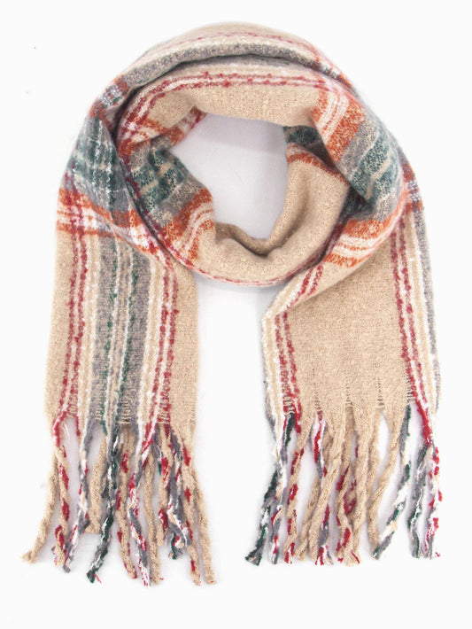 Greer Heavyweight Scarf - Cream, Traditional Check