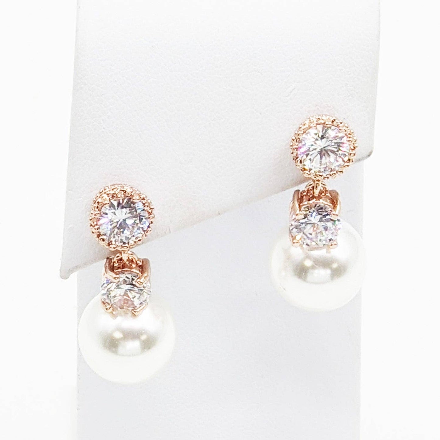 Chloe Crystal stud earrings with pearl drop