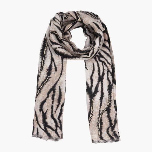 Annika Cream Tiger Stripe Lightweight Scarf