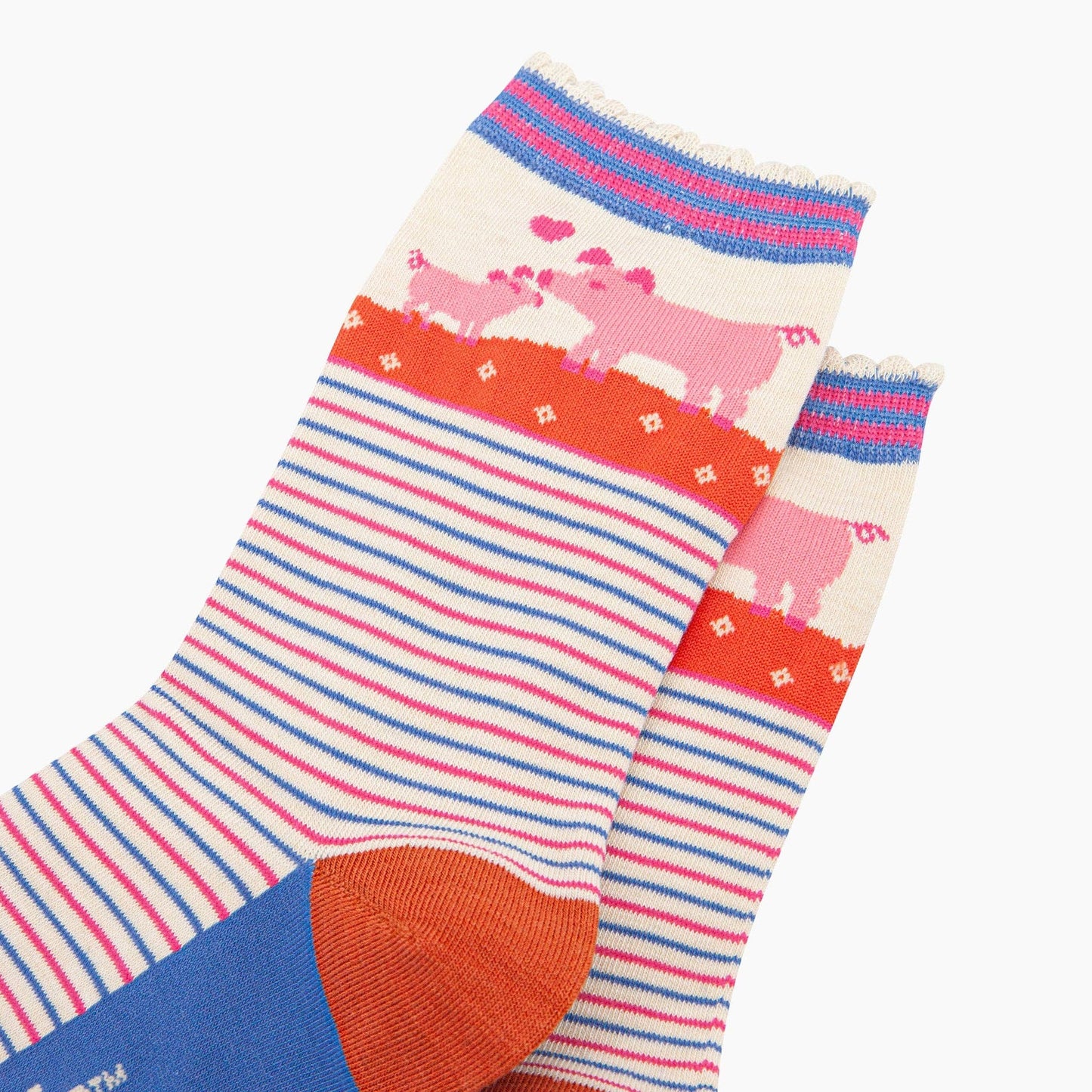 Women's Bamboo Socks - Cream, Pig & Piglet