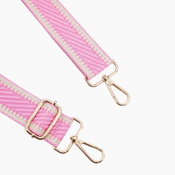 Emerson Woven Bag Strap - Pink, Striped Trim