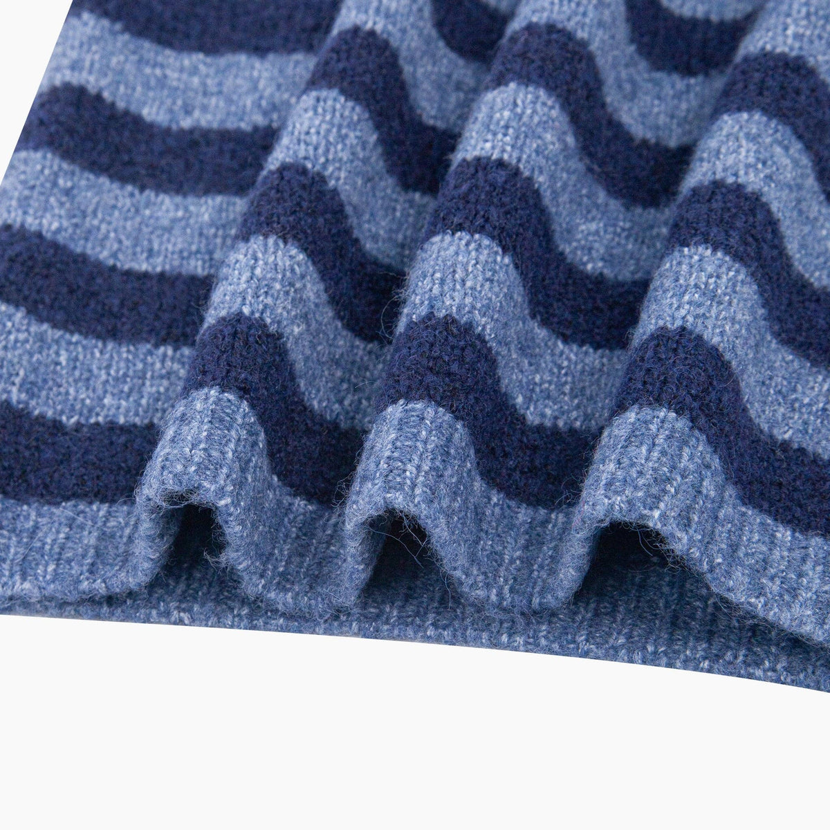 Silvie Striped Triangle Heavyweight Scarf in Denim Blue/Navy Blue
