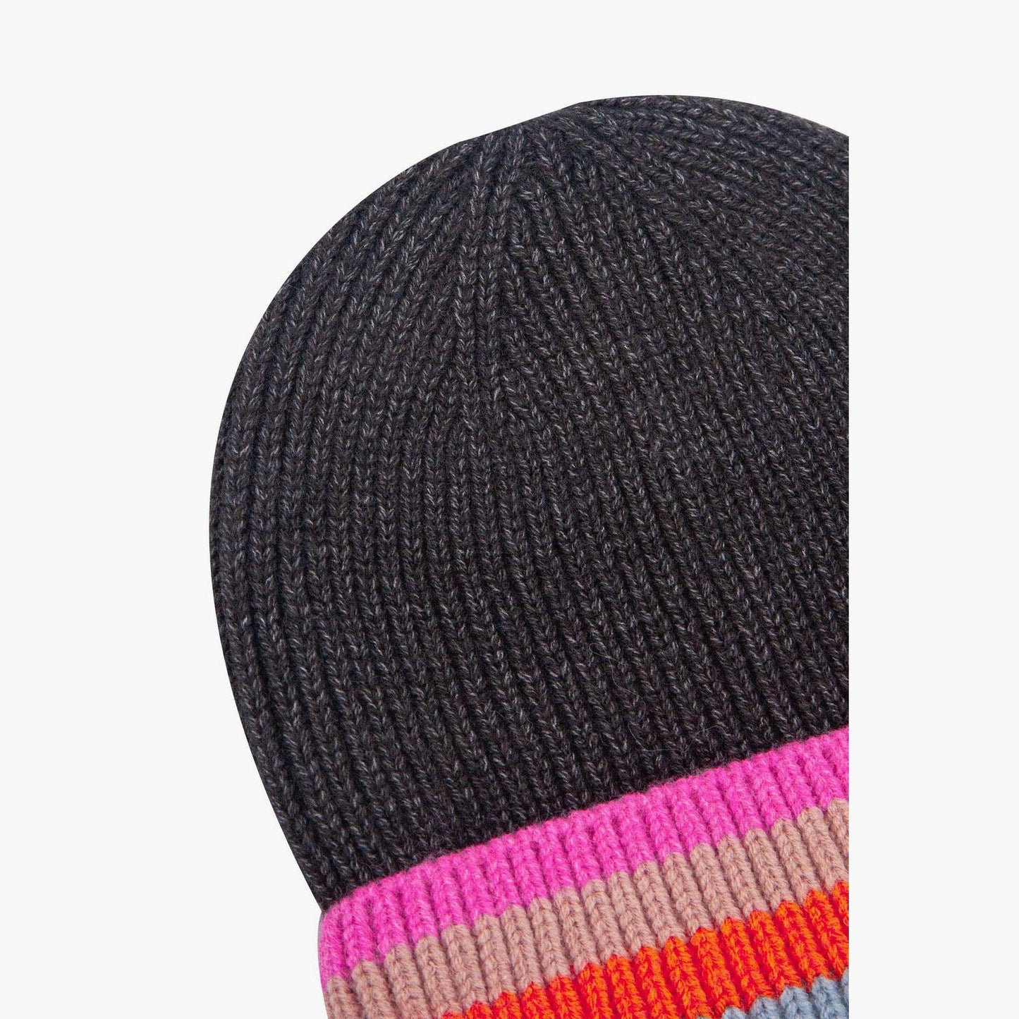 Delta Dark Grey Rainbow Stripe Beanie Hat