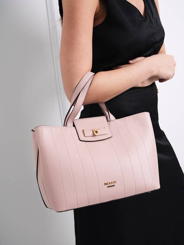 POLLY PINSTRIPE TOTE WITH SCARF