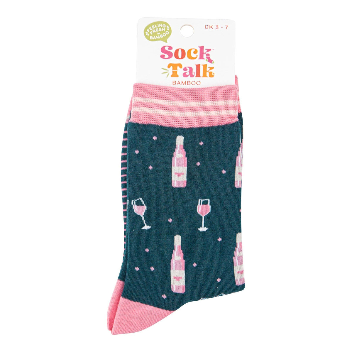 Women's Bamboo Socks - Forest Green/Light pink, Rose Wine