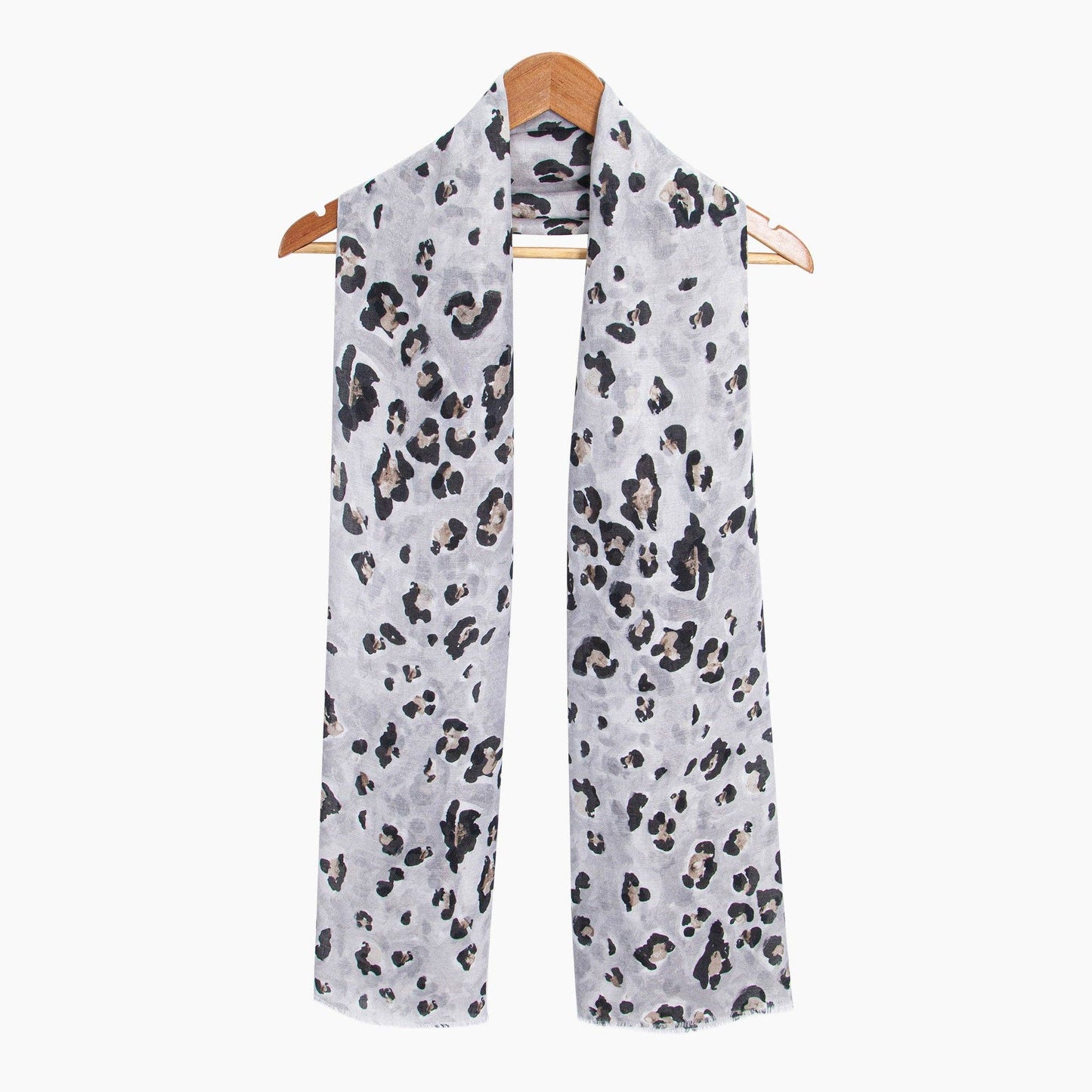 Raya Lightweight Scarf - Grey, Leopard Print