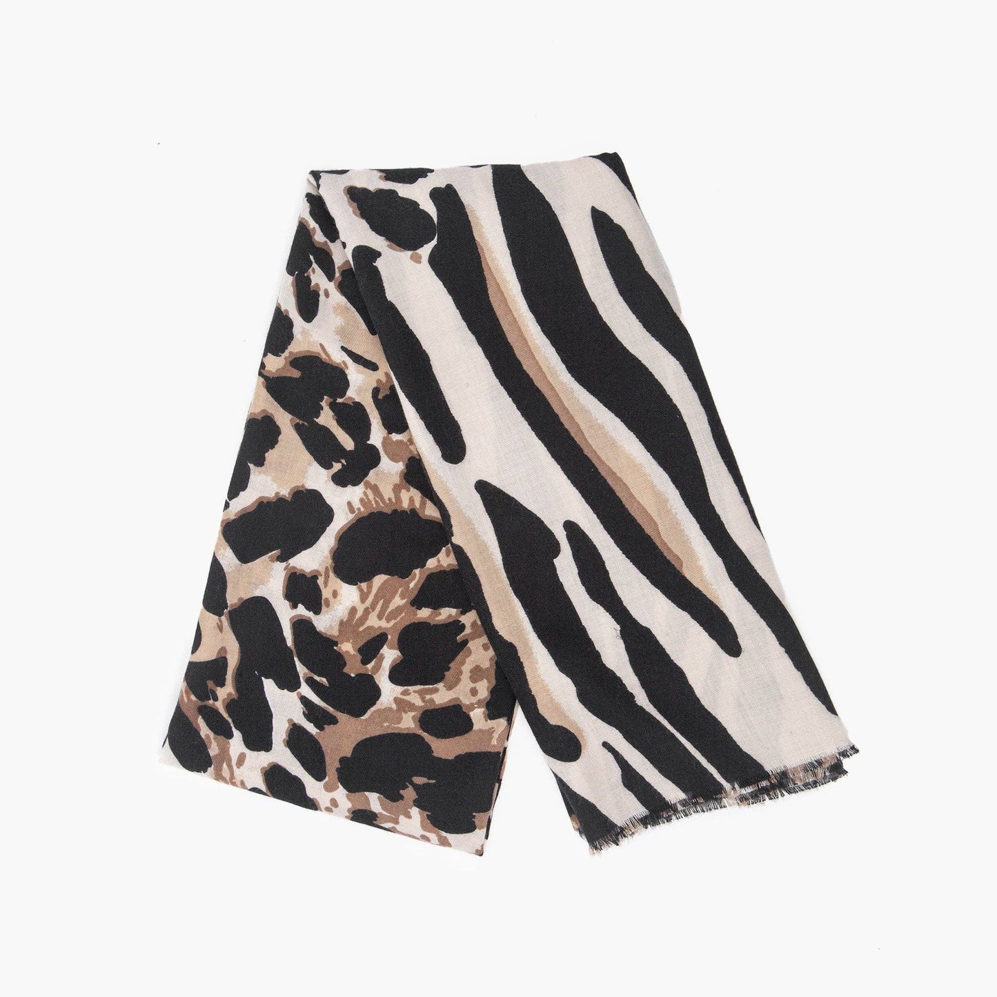 Greta Cream Animal Print Lightweight Scarf