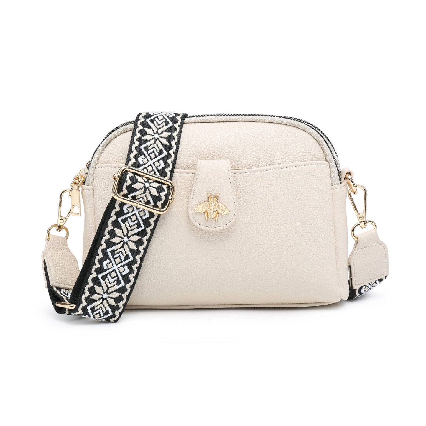 Layla Bee Cross Body Handbag with double zip top sections