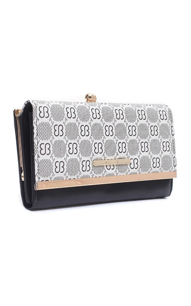 Bessie Logo Print Purse with Gold Clasp
