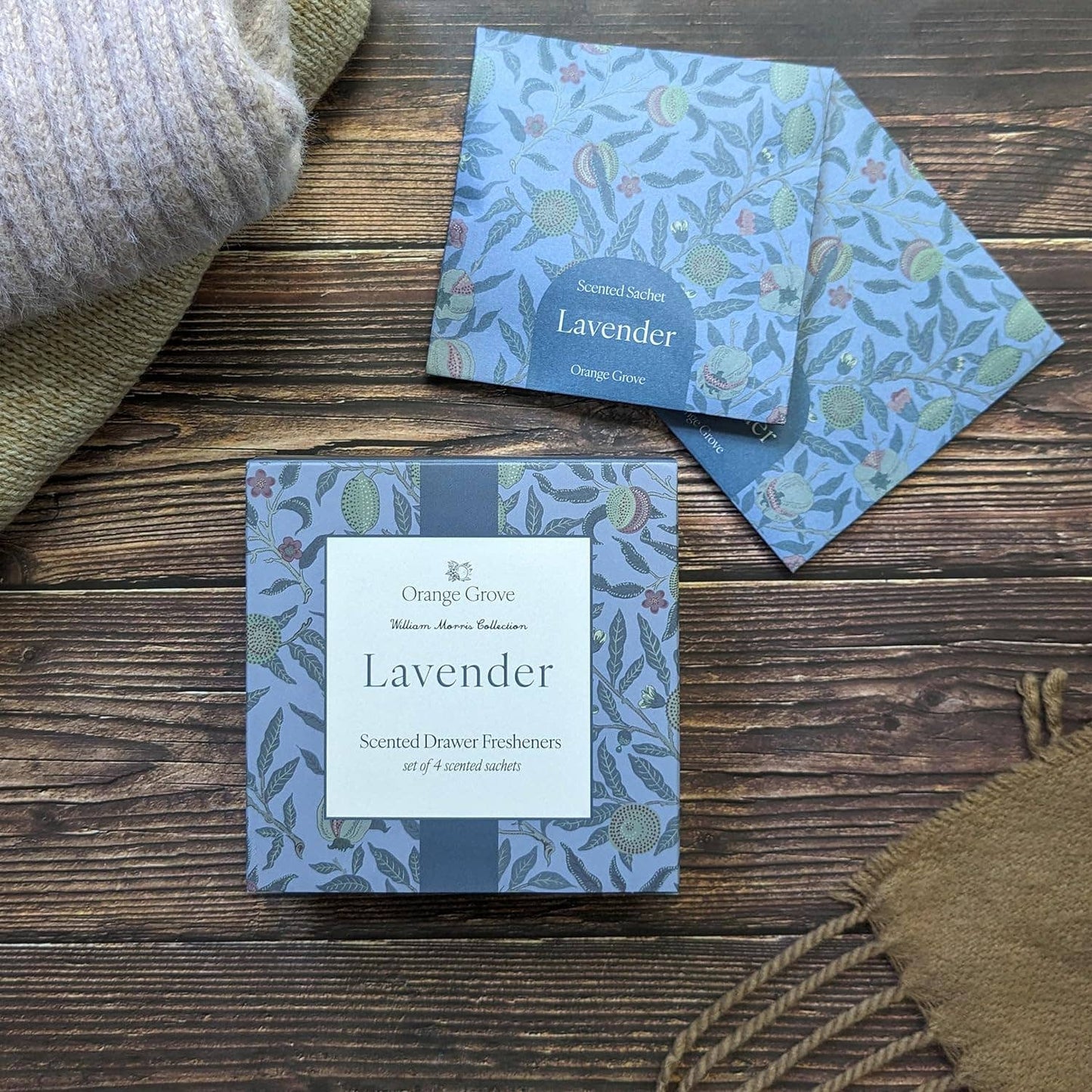Set of 4 Lavender - William Morris Leaves Design