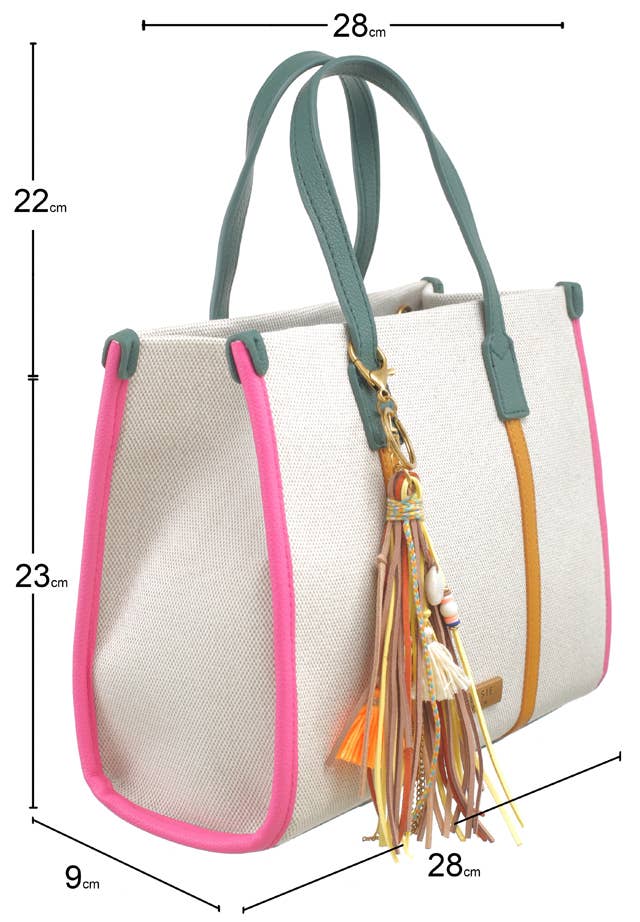 CHLOE CANVAS COLOURFUL STRIPED TOTE