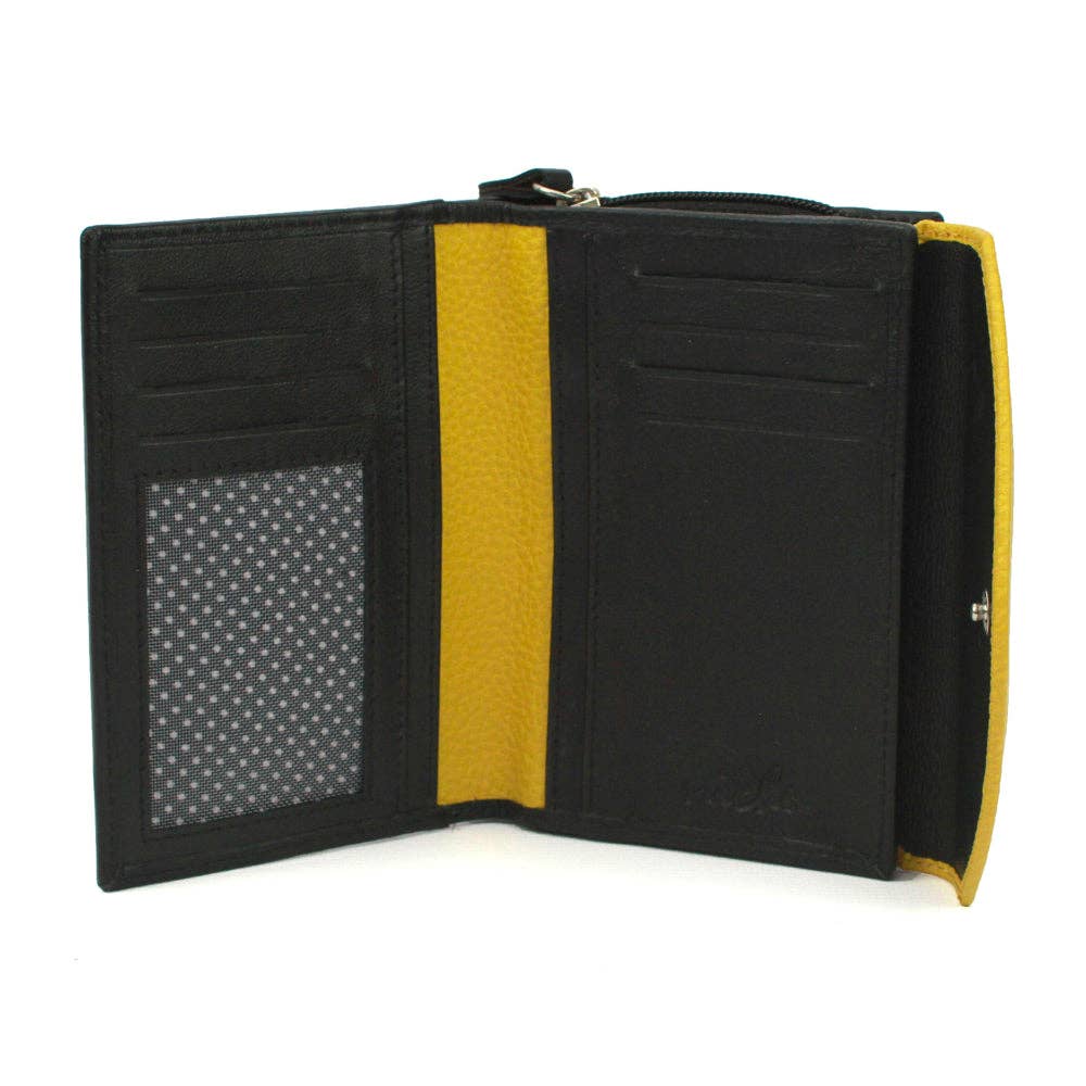 Una Leather Wallet with Colour Block Panel