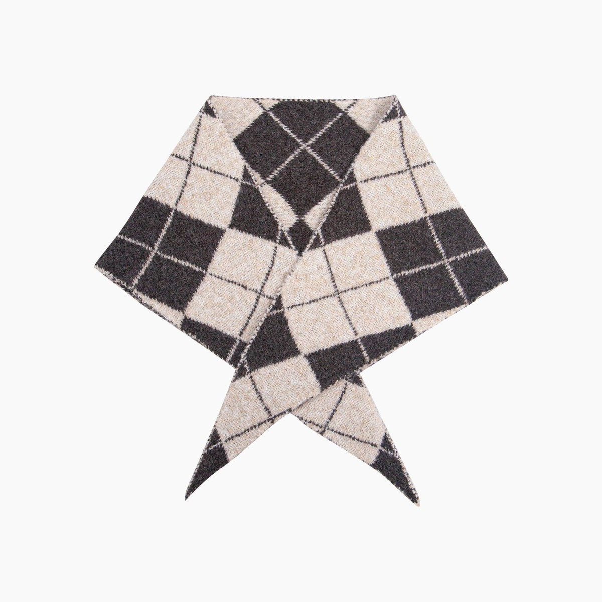 Lucie Traditional Check Triangle Heavyweight Scarf in Brown/Cream