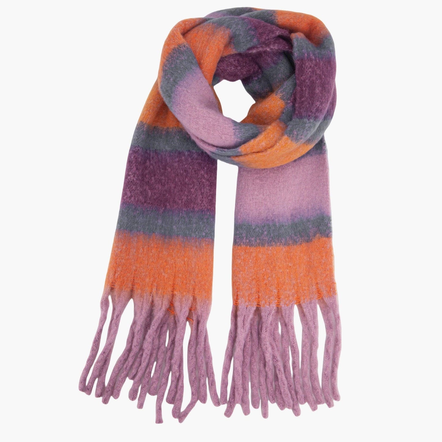 Blair Lilac/Orange Colour Block Stripe Heavyweight Scarf