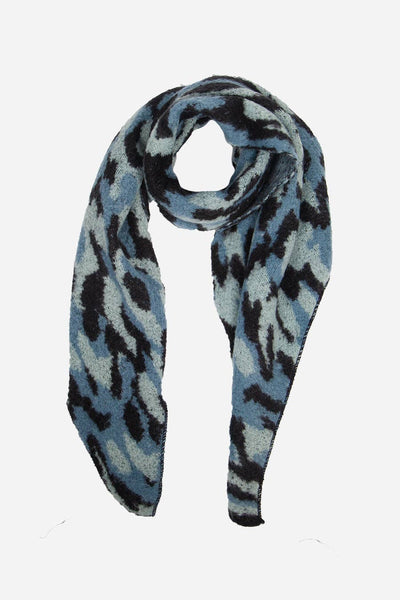 Camouflage Print Blanket Scarf - Blue