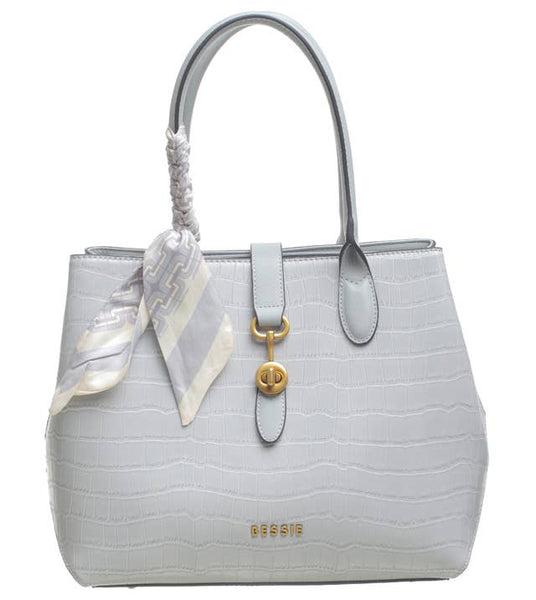 CROC PRINT HANDBAG WITH SCARF