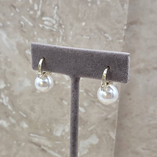 Polly pale Gold crystal pearl earrings