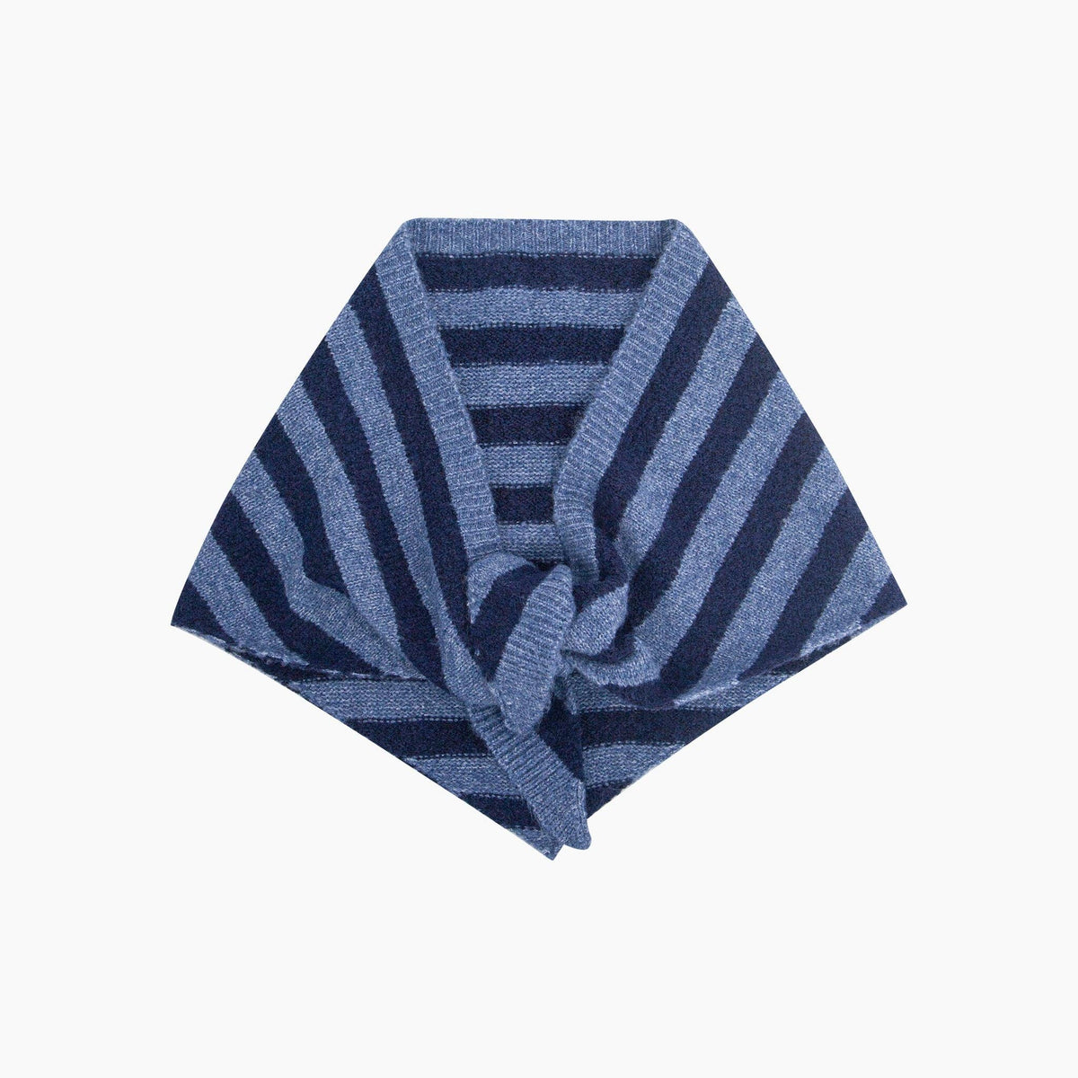Silvie Striped Triangle Heavyweight Scarf in Denim Blue/Navy Blue