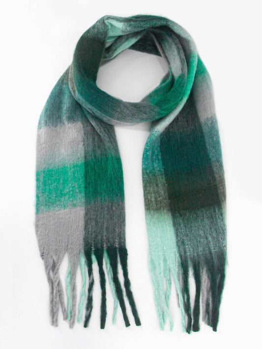 Allie Heavyweight Scarf - Teal, Square Colour Block