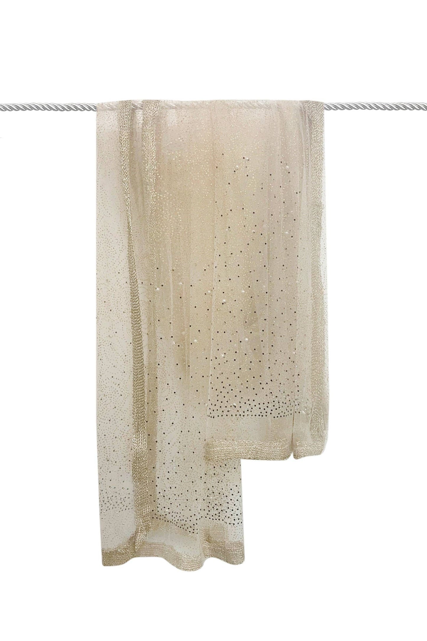 Rose Pearl Embellished Sheer Scarf/ Shawl