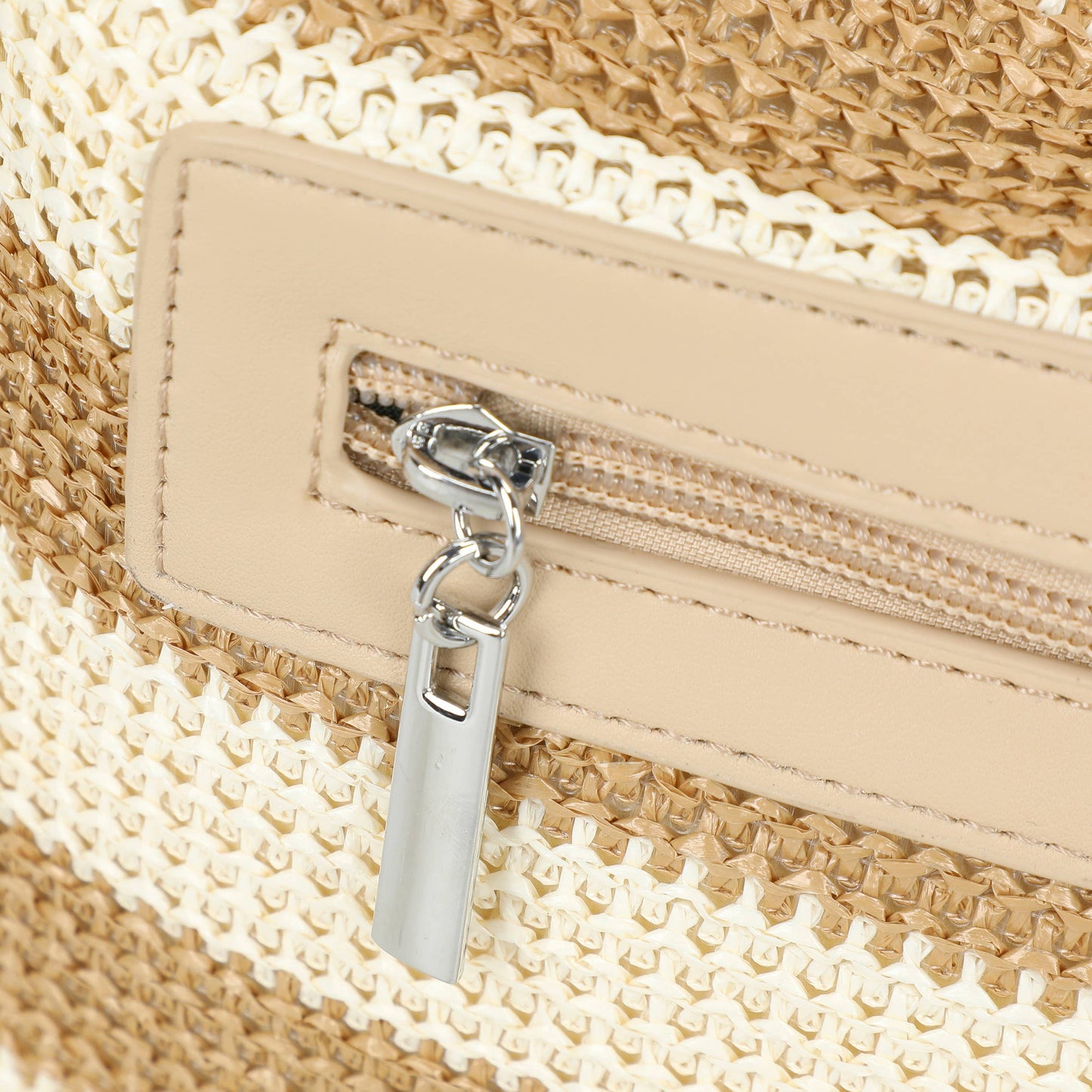 Nansy Natural Straw Stripe Shoulder Bag with Knot Handle