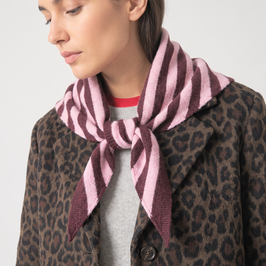 Ruby Striped Triangle Heavyweight Scarf in Berry/Pink