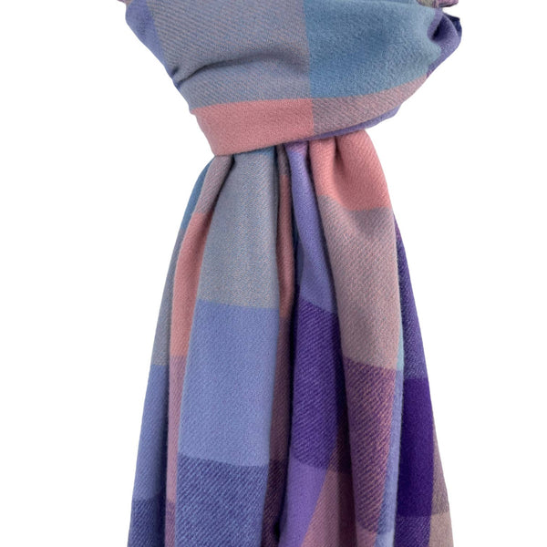 Classic colourful mini check scarf with tassels