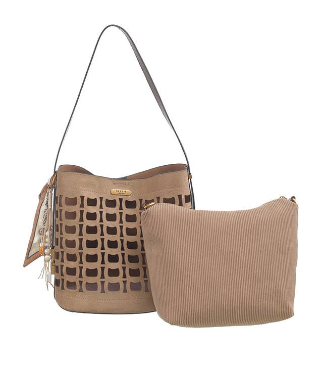 GINA GEOMETRIC SUEDETTE SHOULDER BAG